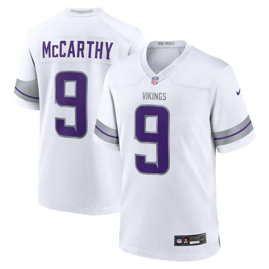 Men Minnesota Vikings #9 J.J. McCarthy Nike White Alternate Game Player NFL Jersey->customized nfl jersey->Custom Jersey